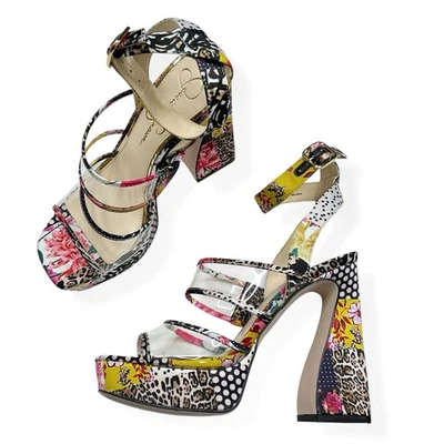 Jessica Simpson Heels Women Size 8 Drixi Multi Color Floral Block Platform - Image 1 of 4