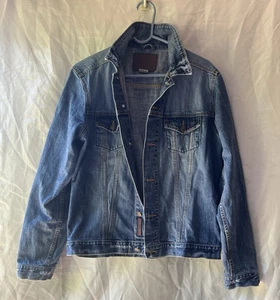 Hard Rock Cafe Womens Denim Jean Jacket Vintage Size Large Coat Distressed Blue - Picture 1 of 6