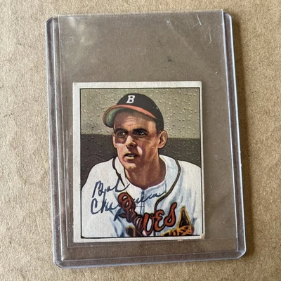 SIGNED 1950 BOWMAN #192 BOB CHIPMAN BOSTON BRAVES JSA MJR - Image 1 of 4