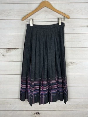 VTG Pendleton Skirt Womens 6 Multicolor Pleated Plaid Virgin Wool Midi USA GREAT - Image 1 of 4