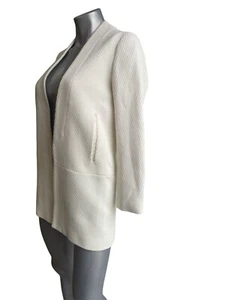 ZARA COLLARLESS IVORY CREAM BLAZER JACKET SIZE XS - Picture 1 of 6