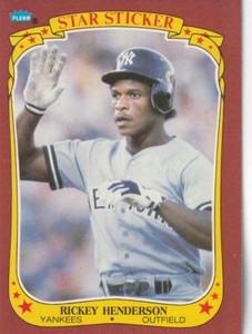 FREE SHIPPING-MINT-1986 Fleer Star Stickers Rickey Henderson #53  YANKEES