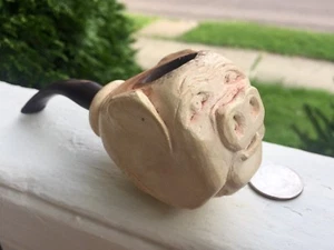Rare Antique Meerschaum Pipe Folk art  " Pig" Handcarved Marked Isle Of Man - Picture 1 of 6