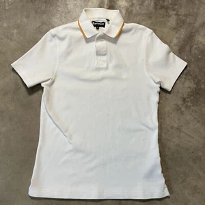 Barbour Shirt Mens Size Medium White Polo Short Sleeve Cotton Preppy - Picture 1 of 9