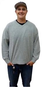 Kaschmir Basic V-Ausschnitt Langarm Pullover Herren Gr. (XXL) Farbe: Hellgrau - Bild 1 von 1