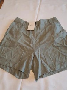 Ladies Size M H&M Linen Blend Shorts Olive Green - Picture 1 of 7