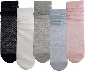 Women Cute Lightweight Summer Thin Mesh Crew Socks Solid Casual Slouch Socks 5 P - Picture 1 of 12