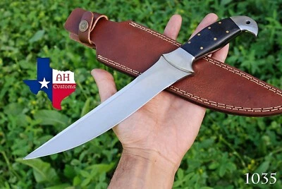 HERRAMIENTA D2 HECHA A MANO CUCHILLO DE CAZA DE ACERO Y MANGO MICARTA + FUNDA AH DAMASCO-1035 Foto 1 de 4