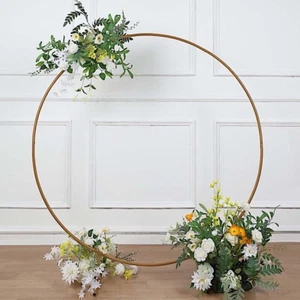 5 ft GOLD Balloon Circle Metal Frame Wedding Arch BACKDROP STAND Party Events - Picture 1 of 8