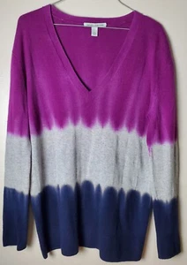Autumn Cashmere V Neck Sweater Tie Dye Small Long Sleeve Artsy Boho Hippie - Picture 1 of 7