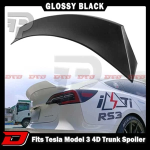 17-23 Fit For Tesla Model 3 4D DTO Look Rear Trunk Boot Spoiler Wing Black - Picture 1 of 6