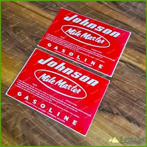 Johnson Mile Master 1957 Big 6 galones tanque de combustible de gasolina calcomanías laminadas pegatinas x2 - Imagen 1 de 2