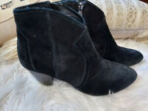 ASH Black Suede Leather Justin Ankle Boot Booties Size 8 38.5 $320 Retail 38 1/2