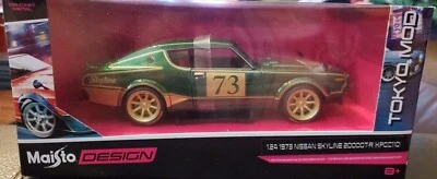 Nissan Skyline 2000GT-R (KPGC110) 1973 1:24 MAISTO 2024 (KPGC110) VERDE FUNDIDO A PRESIÓN JDM ¡NUEVO!  Foto 1 de 4