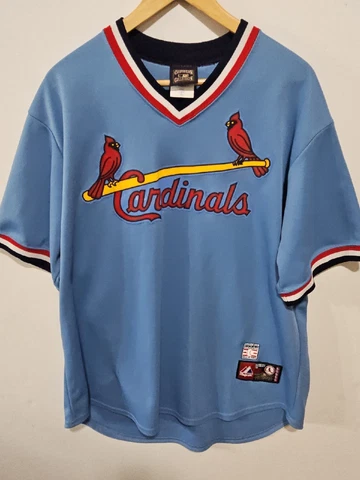 St. Louis CARDINALS Blue Ozzie Smith #1 Majestic Cooperstown Jersey XL Retro Cover