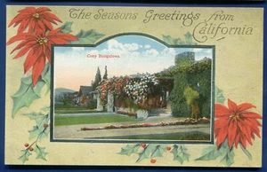 The Seasons Greetings from California Cozy Bungalows old postcard - Picture 1 of 2