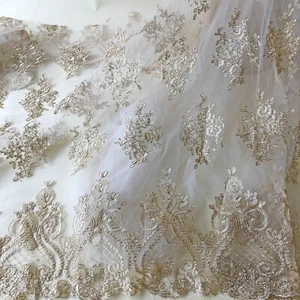 Encaje De Cuerda Dorada Con Bordado Rústico Y Encaje Floral Para Vestido De Prom - Imagen 1 de 5