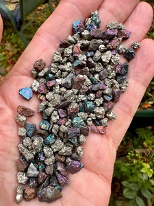 PEACOCK ORE & IRON PYRITE 230 SMALL TEENY TINY NUGGETS 2mm - 4mm ID CARD -50gram - Picture 1 of 8