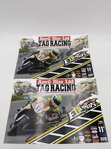 Lotto di 2 Poster Autografi James Ellison Superbike Motociclista Firmati 11,5x8 - Foto 1 di 8