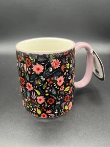 10 Erdbeerstraße 16 Unzen Keramik Skelett und Blumen Kaffeebecher rosa Steampunk - Bild 1 von 5