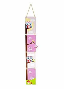 Mousehouse Wooden Pink Owl Children's Height Chart for Girls Nursery Bedroom - Picture 1 of 3