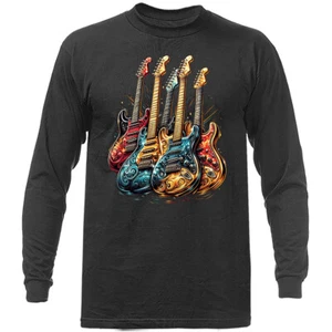 Guitarra Estilo Retro Banda de Música Rock Gráfico Manga Larga - Imagen 1 de 14