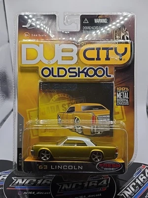63 Lincoln Dub City Old Skool Gold White Roof Chrome Mags Jada Toys 2005 1:64 - Image 1 of 4
