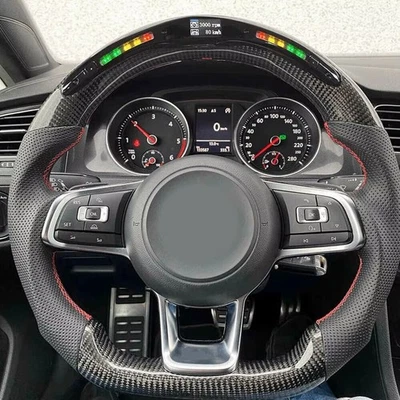 LED Steering Wheel Für VW Mk7/Mk7.5 GTI/GTD/R/R-Line 2013-20 Real Carbon Fiber& - Bild 1 von 4