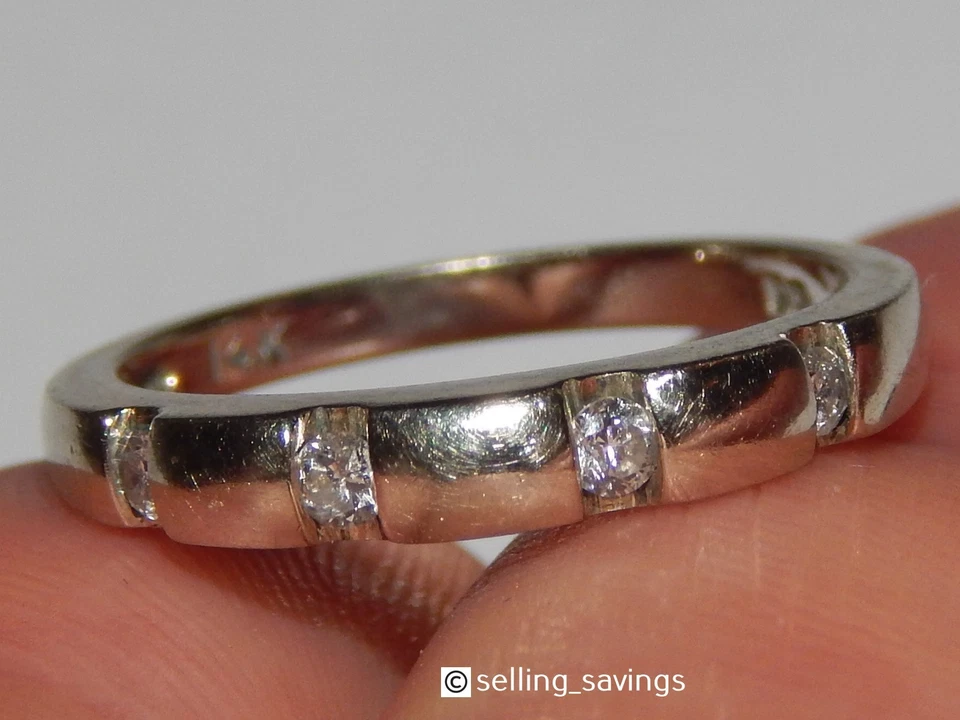 ANILLO BANDA APILABLE GITANA CONJUNTO CANAL DIAMANTE EFFY ORO BLANCO 14K TALLA 6.25 Foto 1 de 3