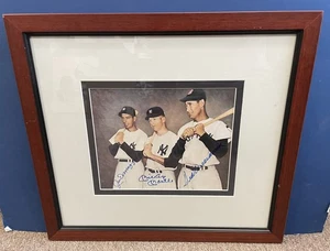Framed Joe DiMaggio, Mickey Mantle, Ted Williams 8x10 photo with JSA LOA - Picture 1 of 4