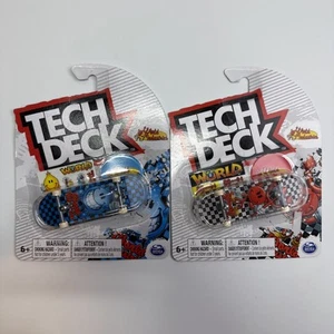 Lot Set 2 Tech Deck World Industries Ultra Rare Blue Red Checkered Finger Boards - Picture 1 of 2