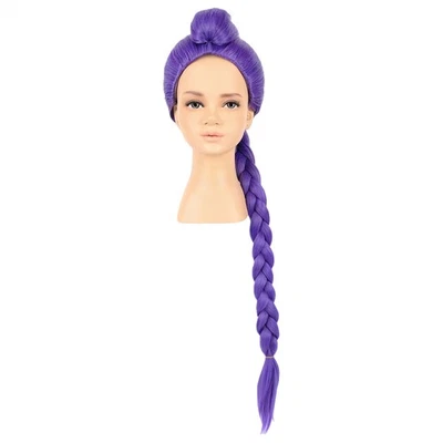 Peluca de Disfraz de Anime Trenzada Larga Púrpura Peluca de Cola de Caballo para Rumi Juegos con disfraces Foto 1 de 4