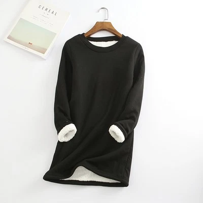 Thick Long Sleeve Tops Top Warm T-Shirt Lined Thermal Women Autumn Winter - Image 1 of 4