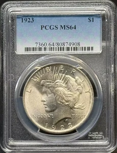 1923 Peace Silver Dollar PCGS MS-64 - Picture 1 of 2
