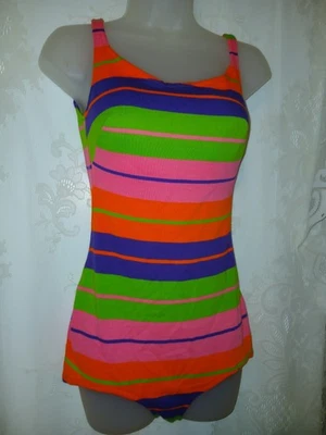 Traje de baño vintage años 60 Cole of California psicodélico rayas rosa neón S usado en excelente estado  Foto 1 de 4