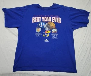Adidas Kansas Jayhawks KU 2008 Best Year Ever Shirt Football Basketball Large - Picture 1 of 12