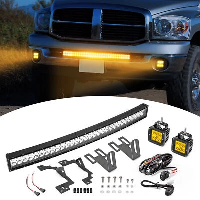 Barra de luz ámbar de 32"" para Dodge Ram 2500/3500 03-09 + Kit de cables de montaje de parachoques de cápsula de 3"" Foto 1 de 4