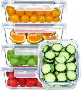 5-PK 35oz Glass Meal Prep Containers w/ Lids - Airtight Food Storage Containers - Picture 1 of 10