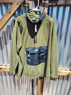 Suéter Pullover Nike Polar 2XL 1/2 Cremallera Verde Oliva Para Hombre Correr Yoga Limpio Foto 1 de 4