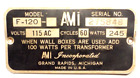 AMI F-120 METAL TAG w/ original nails. 3  x  1 & 1/2"