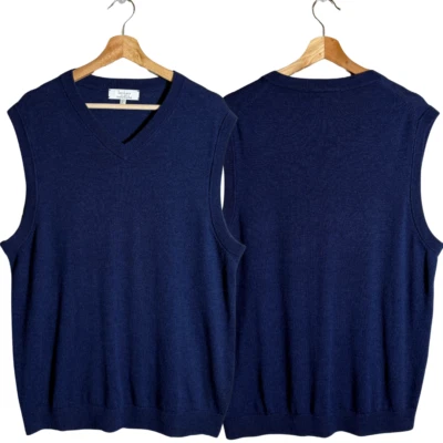 Turnbury 100% Lana Merino Suéter Chaleco Pullover Para Hombre Grande Azul Marino Papá Golf Nuevo sin Etiquetas Foto 1 de 4