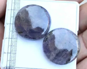 67.60 CT Natural Iolite Sunstone Round Pair Cabochon Loose Gemstone 25 MM - Picture 1 of 3