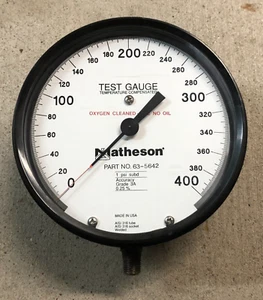 Matheson 63-5642 Pressure Gauge O2 Cleaned 400PSI 316SS 1/4" NPT Grade 3A .25% - Picture 1 of 3