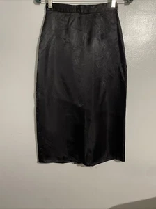 Vintage Gunne Sax Black Satin Pencil Skirt With Pleat In Back - Picture 1 of 7