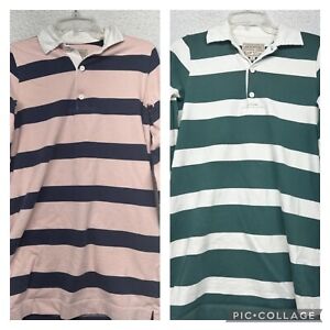 Lot 2 Abercrombie Shirt Dress Womens Small Striped Rugby 3/4 Sleeve Polo Bundle