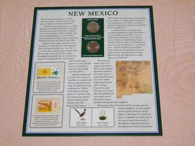 AMERICA THE BEAUTIFUL 10" X 9"  2 STATE QUARTERS COINS 2012 & STAMPS NEW MEXICO - Image 1 of 4