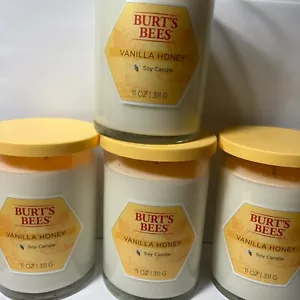 Candela di soia miele vaniglia Burt's Bees 11 once fuori produzione 4 barattoli di vetro soia - Foto 1 di 12