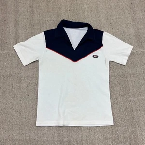Vintage 1970s Polo Shirt Mens Small White Colorblock Salomon - Picture 1 of 9