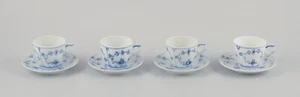 Royal Copenhagen Blue Fluted Plain. Four coffee cups with saucers. Model 1/2162 - Picture 1 of 8