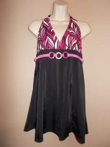 Jaclyn Smith Womens Size 8 Black Pink MultiColor One Piece Overlay Swimsuit - Picture 1 of 6